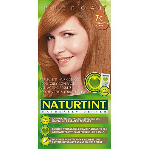 Naturtint Permanent Hair Color 7C Terracotta Blonde (Pack of 1), Ammonia Free, Vegan, Cruelty Free, up to 100% Gray Coverage, Long Lasting Results