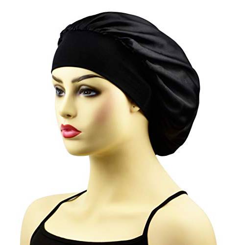 Silk Satin Bonnets for Women Curly Hair Cover Sleep Cap Satin Night Caps for Sleeping Girls Large Silk Bonnet with Tie Band