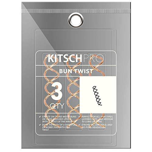 Kitsch Bun Twist Hair Pins for Women | Spin Pins | Hair Bun Pins | Holiday Gift Corkscrew Hair Pins for Buns | Hair Pin/Hair Screw | Spiral Hair Pins (Rose Gold) - 3pcs