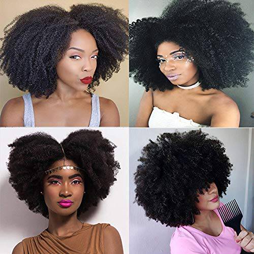 Saga Queen Brazilian Afro Kinky Curly Clip In Hair Extensions 8pcs 20clips 120g/pck Brazilian Virgin Human Hair Clip Ins (1 bundle 8inch, natural black)