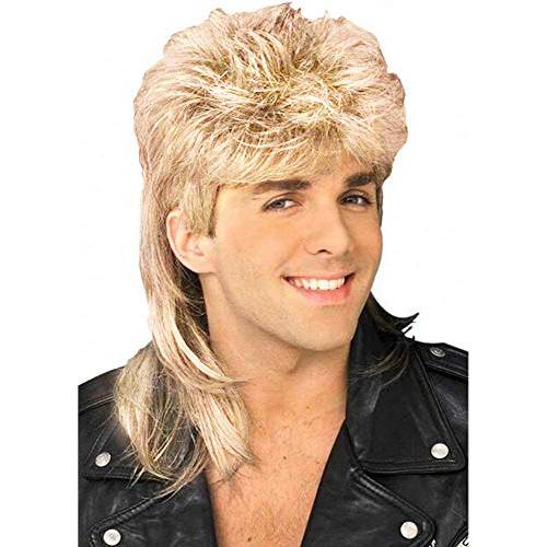Kaneles Mullet Wigs for Men 80s Costumes Fancy Party Accessory Cosplay Wig (Light Blonde)