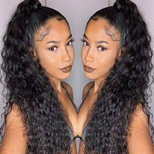 Fashion Icon 30 inch Long Drawstring Ponytail Synthetic High Puff Afro Clip in Ponytail Hair Extensions Black Deep Curly/Corn Wave Clip in Hair Pieces for Women (1B)