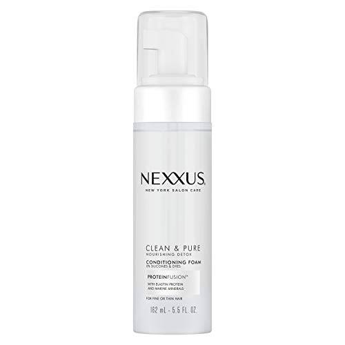 Nexxus Clean & Pure Conditioning Hair Foam Moisturizing Conditioner For Fine Or Thin Hair With ProteinFusion Silicone, Dye And Paraben Free 5.5 oz