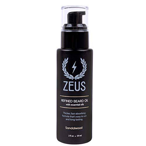 ZEUS Refined Beard Oil, Long Lasting, Thick & Fast Absorbing Oil, Leave In Beard Conditioner – MADE IN USA (Sandalwood) 2 oz.