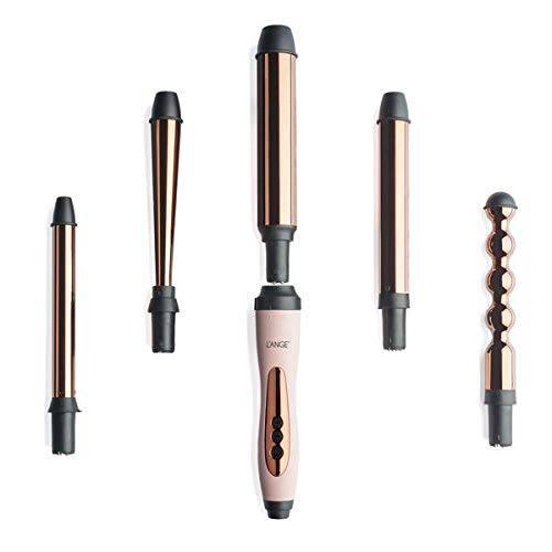 L’Ange Hair Le Cinq 5 in 1 Curling Wand Set - Comes with 19mm, 25mm, 32mm, 19-25mm and Bubble Titanium Barrels - Professional Curling Iron Set - Interchangeable Curling Wand Set