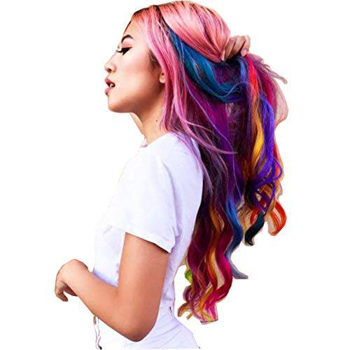 11PCS Multi-Color Party Highlights Clip in Hair Extension Rainbow Hair Extensions Colored Hairpieces