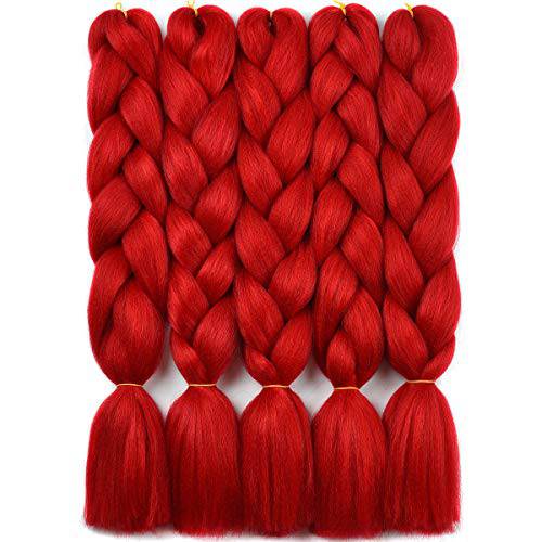 Yamel Kanekalon Braiding Hair Extensions Box Braiding Hair for Black Women 24 Inch jumbo Braiding Hair Red