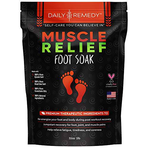 Muscle Relief Foot Soak with Epsom Salt, Made in USA, Soothe Foot Aches, Muscle Pain, Joint Soreness, Tired Feet, Softens Calluses and Helps Athletes Foot 1lbs