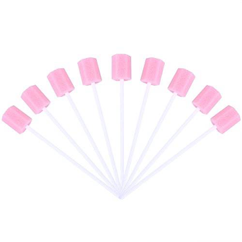 Healifty Disposable Oral Swabs - 100pcs Mouth Swabs for Elderly, Unflavored & Sterile Oral Care Sponge Swabs, Pink