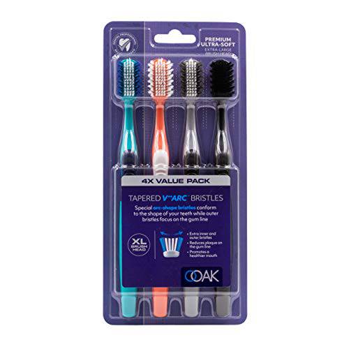 Ooak Toothbrush, Tapered V++Arc Soft Bristles, XL Brush Head - Multiple Colors