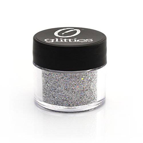 GLITTIES - Frost - Holographic Silver Chunky Glitter Mix - Great for Nail Art, Acrylic Gel, Polish Tips, Festivals, Hair, Raves, and Decoration - Made in USA (10 Grams)