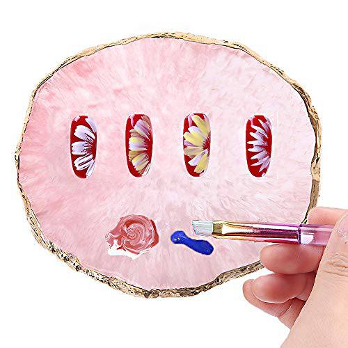 Resin Nail Art Palette, Kalolary Polish Holder Drawing Color Palette, Nail Art Painting Gel Palette Manicure Tool (Pink)