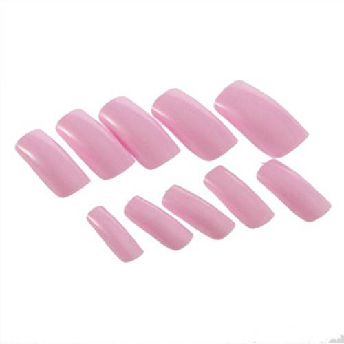 enForten 500pcs Pink French Acrylic Artificial Full Cover False Nails Art Tips