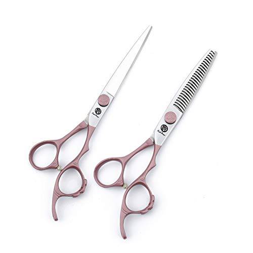 Purple Dragon 6.0 inch Professional Plum Handle Salon Hair Cutting Shears - Hairdressing Thinning Scissors- Perfect for Hair Stylist, Barber and Home Use (Rose)