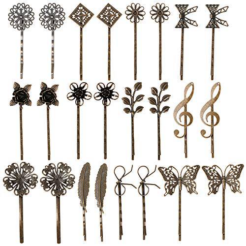 inSowni 24 Pack/12 Pairs Bronze Vintage Retro Leaf Flower Butterfly Alligator Hair Clips Bobby Pins Hairpins Barrettes Accessories for Women Girls