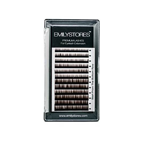 EMILYSTORES Lash Eyebrow Extensions Color Brown Thickness 0.10 mm Length 5/6/7/8MM Mixed Sizes One Tray