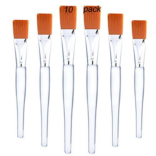 Amoly 10 Pieces Face Mask Brushes,Soft Facial Mask Applicator Brush for Mud Mask,Charcoal Mixed Mask and Body Butter Beauty Tools with Clear Plastic Handle(Gold with Yellow Synthetic Bristles Brush)