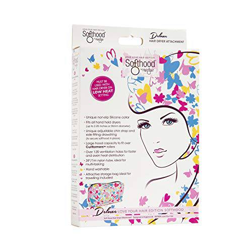 Bonnet Hood Hair Dryer Attachment by Hair Flair • Suitable For All Types of Hair & Hair Extensions • Perfect For Travel • Award Winning Original Patent • Deluxe Softhood • Healthy & Damage Free (Black)