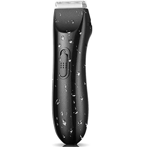 Telfun Groin & Body Hair Trimmer, Electric Ball Trimmer / Shaver for Men / Women, with Light, Replaceable Ceramic Blade Heads, Waterproof Wet / Dry Body Groomer, Ultimate Male Hygiene Razor (Black)