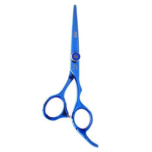 ShearsDirect Blue Titanium Japanese Stainless Steel Pro Styling Shear with Ergonomic Handle, 5.5 Inch, 10 Ounce