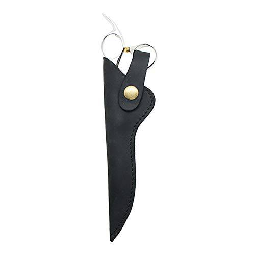 Scissors Pouch, Boshiho Genuine Leather Salon Barber Hairdressing Scissors Holster Holder Case Bag for 6 Inch Scissor (Black)