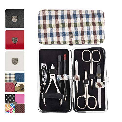 3 Swords Germany - brand quality 7 piece manicure pedicure grooming kit set for professional finger & toe nail care scissors clipper fashion leather case in gift box, Made by 3 Swords Germany (6295)