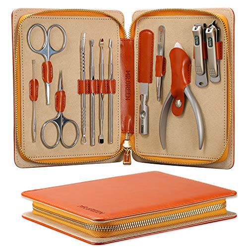 Manicure Set, Pedicure Sets, Nail Clipper Sets, Stainless Steel Professional Nail Cutter Kits with Travel Case (12 Count)