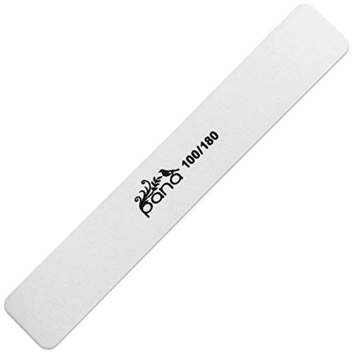 10pcs - PANA Jumbo Double-Sided Emery Nail File for Manicure, Pedicure, Natural, and Acrylic Nails - White (Grit 100/180)