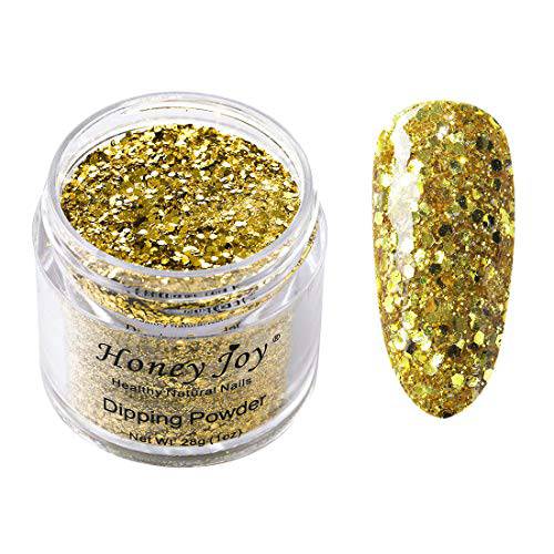28g/Box Shine Golden Glitter Hexagon Sequins Paillette Dip Powder Nails Dipping Nails Long-lasting Nails No UV Light Needed (HJ-ND064B-No.131)