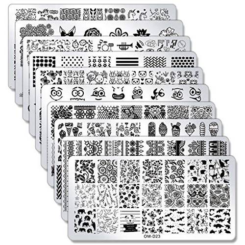 SILPECWEE 10Pcs Nail Art Stamping Plates Set Animals Design Nail Image Stamp Plates Manicure Templates Nail Art Tools