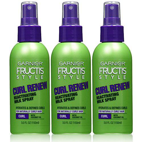 Garnier Fructis Style Curl Renew Reactivating Milk Spray, For Curly Hair, 5 Ounce (Pack of 3)