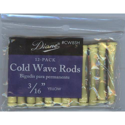 Diane 3/16 Cold Wave Rods Curlers Hair Perm dcw8sh 12pc - Yellow - Short