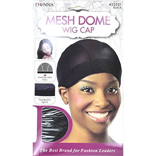 Donna Mesh Dome Wig Cap Black, lightweight, thick band, tight fit, perfect fit, mesh fabric, breathable material, comfortable, soft, by Donna Collection …