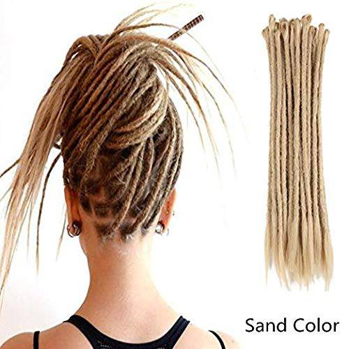 AOSOME 20 Inch Sand Color Dreadlock Extensions Crochet Locs Braids 20pcs All Handmade Synthetic Hair Extension