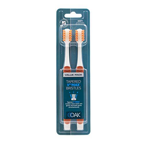 Ooak Toothbrush, Tapered V++Max Soft Bristles, 2 Pack - Orange