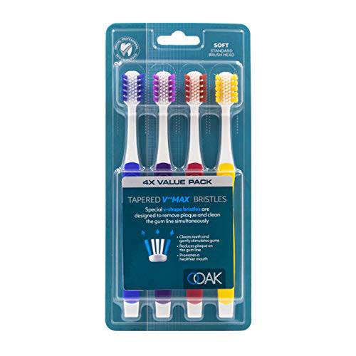Ooak Toothbrush, Tapered V++Max Soft Bristles, 2 Pack - Blue