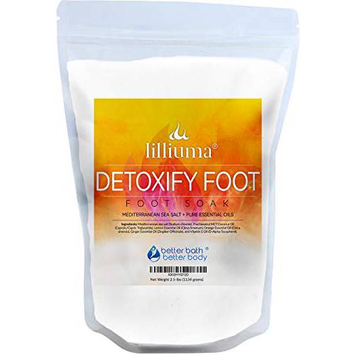 Detoxify Foot Soak 40 Ounces Mediterranean Sea Salt with Lemon, Orange, and Ginger Essential Oils, Natural Detox Foot Soak Ingredients