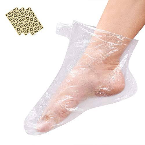 Noverlife 200PCS Large Clear Plastic Disposable Booties, Large Paraffin Wax Foot Covers Paraffin Bath Therapy Feet Liners Pro Cozy Liners Foot Hot Wax Spa