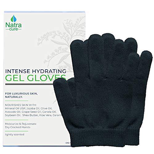 NatraCure Black Gel Moisturizing Gloves - (Moisturizes and Restores Dry, Cracked Hand Skin, for Aging Hands, Cuticles, After Hand Washing)
