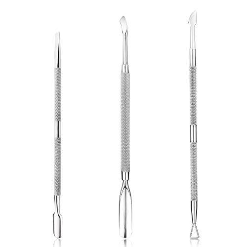 Cuticle Pusher Stainless Steel Triangle Nail Poly Gel Polish Remover Deeply Nail Cleaner Professional 3pcs Manicure Remover Tool Cuticle Care for Fingernails and Toenails,opove CP-3 Black