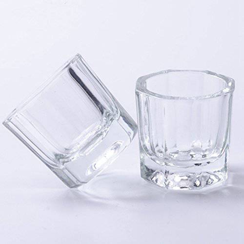 Rolabling Glass Crystal Dappen Dish Nail Art Acrylic Powder Holder Liquid Cup for Manicure Tools(2 pcs no lid)