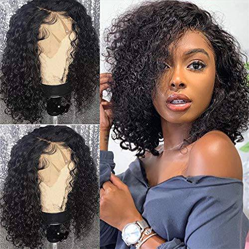 Curly Lace Front Wigs Human Hair 4x4 Lace Closure Wigs Human Hair For Black Women 8A Brzilian Virgin Kinky Curly Wig 150% Density Pre Plucked Supernova Hair Wig (8 inches)