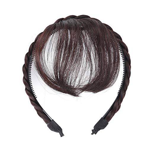 Front Hair Bangs Fringe Hair Extensions Synthetic Wigs Headband for Women Girls(Dark Brown)