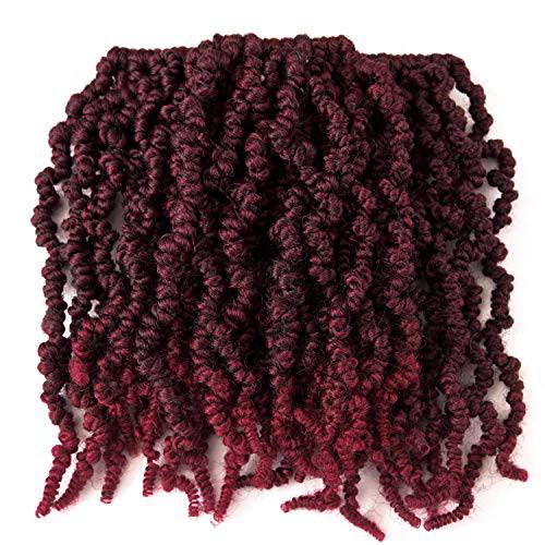 3 Packs Short Curly Spring Pre-twisted Braids Synthetic Crochet Hair Extensions 10 inch 15 strands/pack Ombre Crochet Twist Braids Fiber Fluffy Curly Twist Braiding Hair Bulk (10“ Pre-twisted (pack of 3), T1B/BUG)