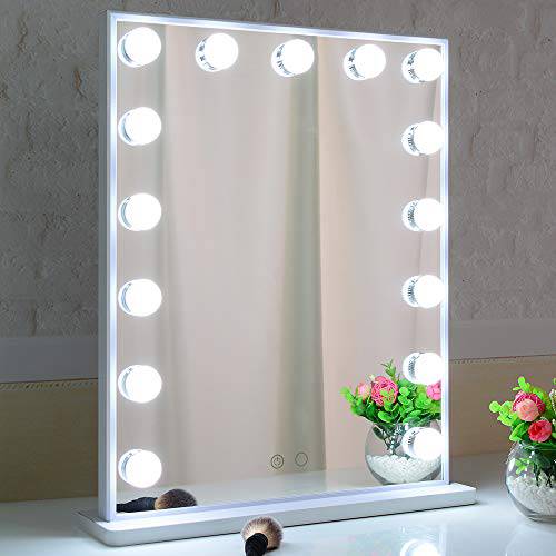 BEAUTME Light Up Mirror Vanity Mirror with Lights,Hollywood Makeup Mirror with 14pcs Led Bulbs,Large Tabletop Mirror or Wall Mounted Mirror Smart Touch Control Led Mirror Big (Silver)