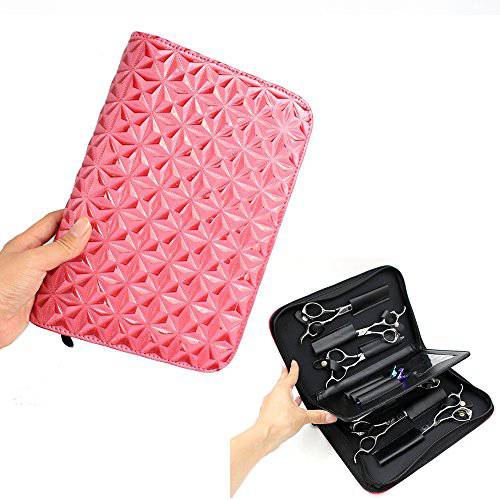SMITH CHU Hair Stylist Scissor Holder Barber Pouch Cases for Hairdressers - Diamond Pattern Water Resistant Salon Tools Holster Bag (purple)
