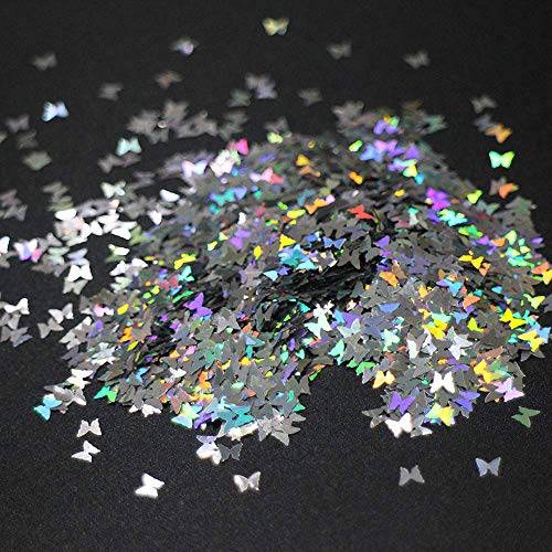 Laza Laser Butterfly Glitter Sparkle Shiny False Nail Sequins Acrylic Paillettes Redial Nails Affordable Large Package 20g Jars - Holographic Butterfly