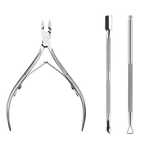 Cuticle Trimmer with Cuticle Pusher Manicure Tools Set, TANPIUS Cuticle Remover Nipper Professional Stainless Steel Cuticle Cutter Cuticle Clippers for Fingernails and Toenails (pink)