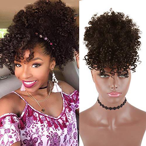 DEYNGS Ponytail African American Short Afro Kinky Curly Wrap Synthetic Drawstring Puff Ponytail (2)