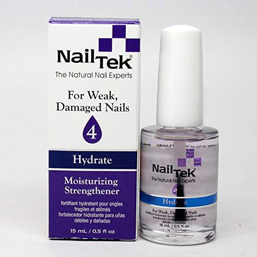 Nail Tek Hydrate 4, Moisturizing Strengthener for Weak and Damaged Nails, Condition, Repair, and Strengthen Nails, Daily Nail Treatment, 0.5 oz, 1-Pack
